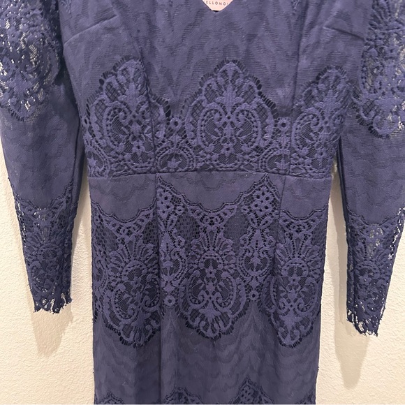 Hello Molly Navy Lace Long Sleeve Mini Dress Size 4 Small - Picture 5 of 14